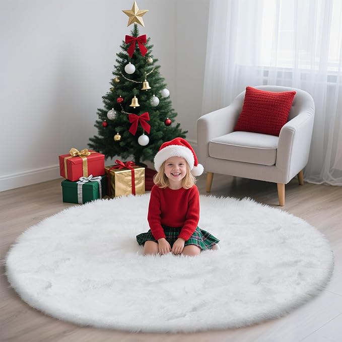 yulidayang White Fluffy Round Area Rugs - Image 2