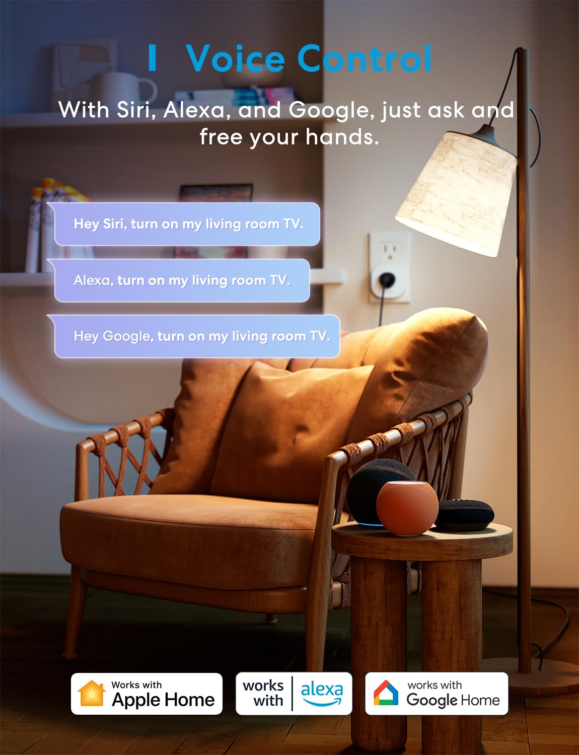 meross Matter Smart Plug Mini, Compact Size,100% Privacy Wi-Fi Smart Outlet