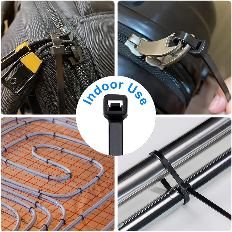 Zip Ties 8 inch Black Zip Ties 1000 Pack, Wire Ties with 50lb Tensile Strength, UV Resistant Cable Ties, Self-locking Plastic Ties for Indoor and Outdoor Use, by Tantti.