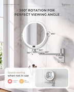 Brightown-Wall-Mounted-Lighted-Makeup-Mirror-Magnifying 1X/10X 8" with LED