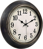 45MinST 14 Inches Retro Wall Clock, Silent Non Ticking Battery Operated Movement, Home/Wall Decor, Easy to Read, Decorate Bedroom/Living Room/Office with Arabic/Roman(Arabic)