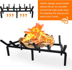 20 Inch Fireplace Grate Heavy Duty Solid Steel with 3 Piece Fireplace Tray Ash Pan for Indoor Hearth Outdoor Fire Pit Chimney Hearth Kindling Tool