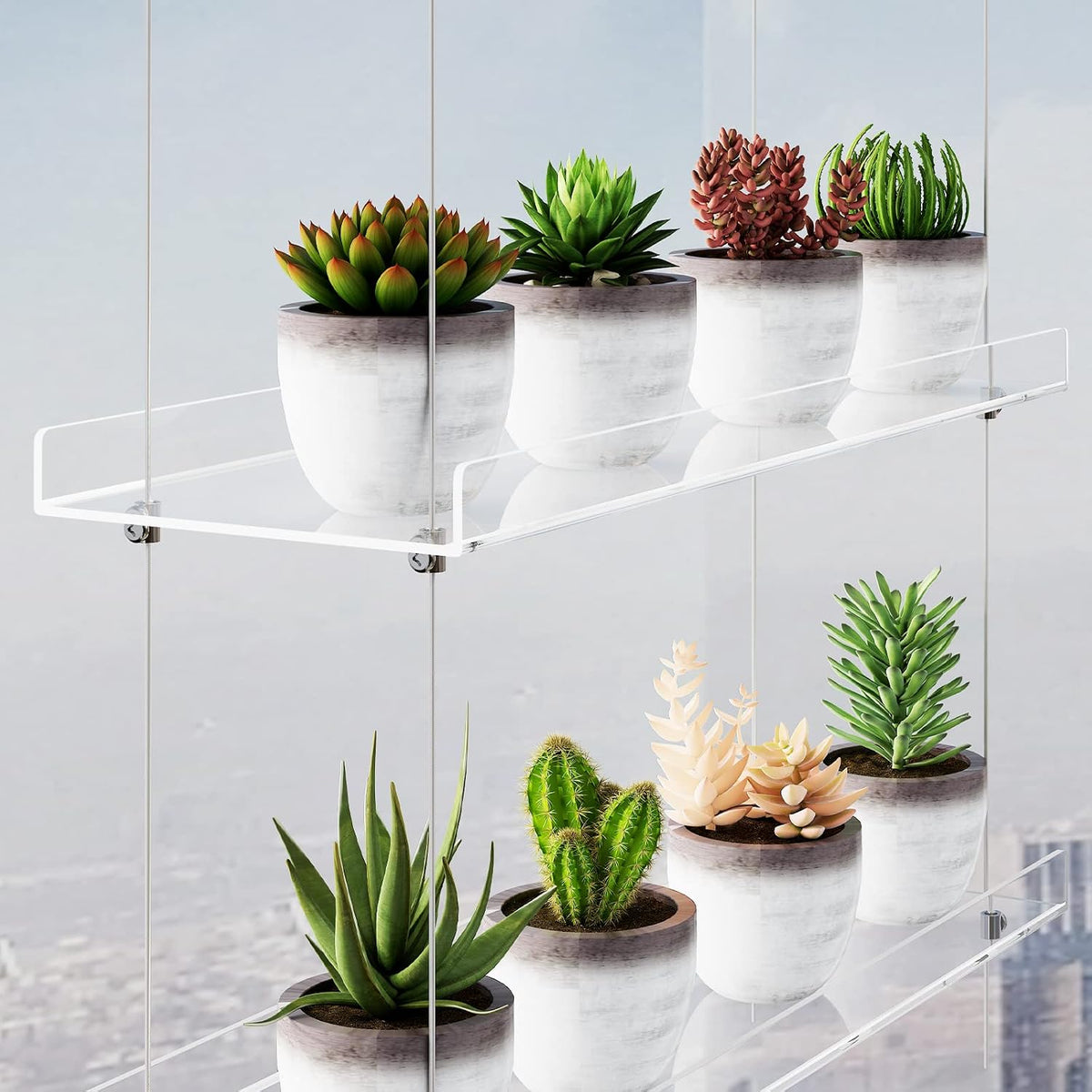 3-Tier Clear Hanging Window Plant Shelves, Indoor Acrylic Plant Stand