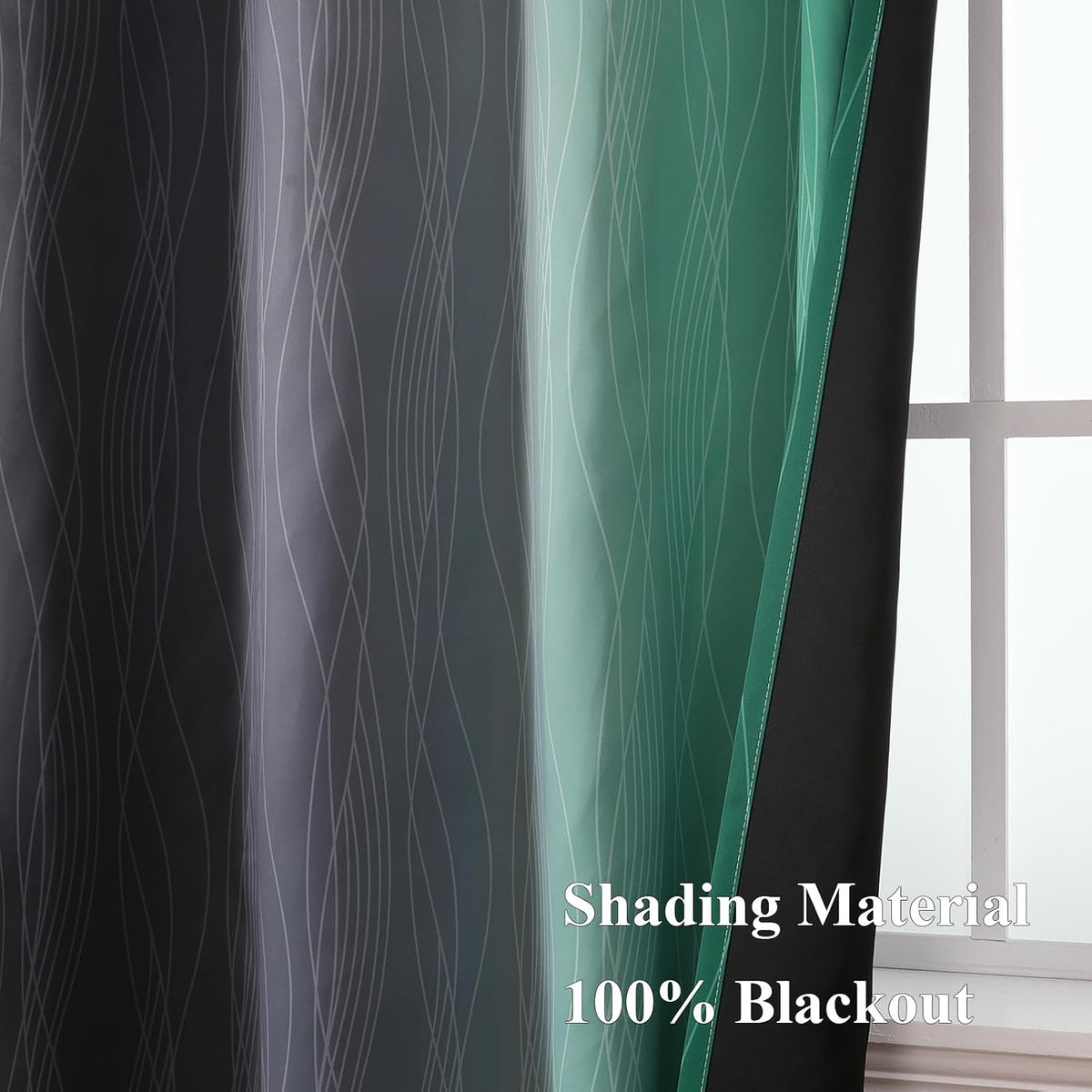 Estelar Textiler Black and Green Ombre Blackout Curtains 84 Inches Long