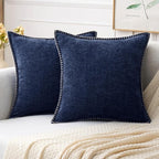 MIULEE Pack of 2 Couch Throw Pillow Covers 16x16 Inch Navy Blue Farmhouse by MIULEE
