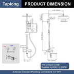 Taplong Outdoor Shower Kit Exposed Bathroom Shower Faucet Set Brushed Gold