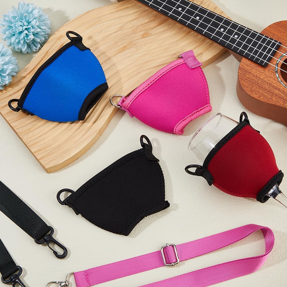 SUPERFINDINGS 4Pcs 4 Colors Wine Glass Neck Holder Wine Glass Insulator Adjustable Neck Strap Drink Lanyard Necklace Drink Holder With Neck Strap for Walk Carrying