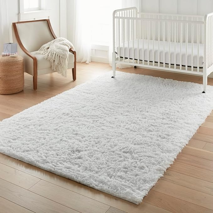Ophanie 6x9 White Rugs for Living Room, Large Fluffy Shag Fuzzy Plush Soft - Image 6