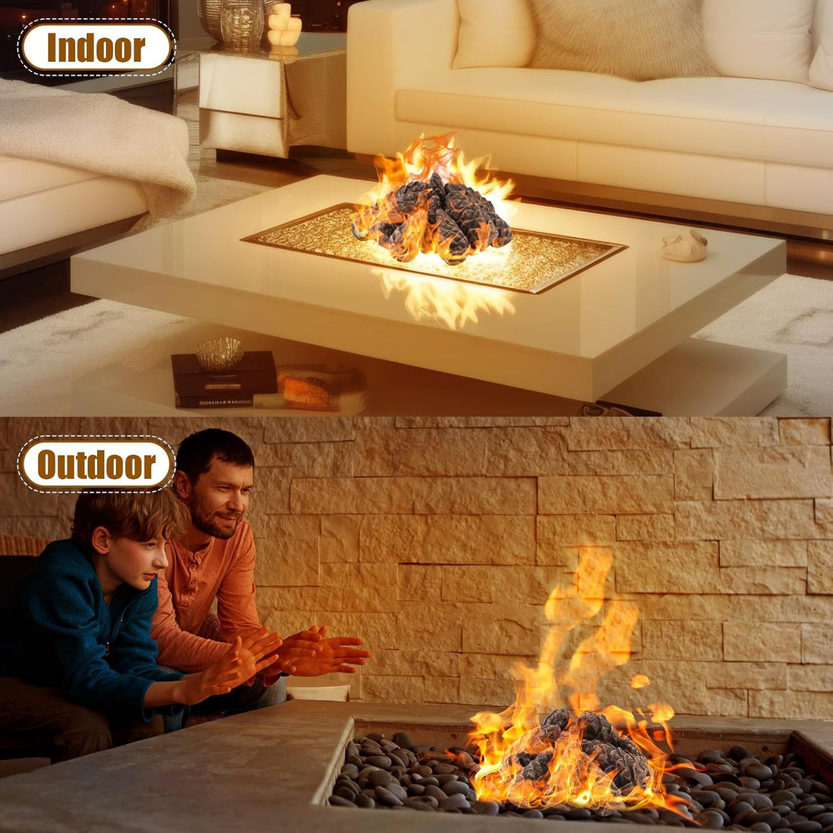 10 Pcs Gas Logs Ceramic Pine Cones, Imitated Fire Pit Pine Cones Gas Logs Decorative Fireproof Bonfire Accessories Christmas Decor for Propane Campfire Fireplace Wood Fires