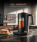 Epeios Electric Tea Kettle with Infuser,1℉ Temperature Control,1L,Dark Gray