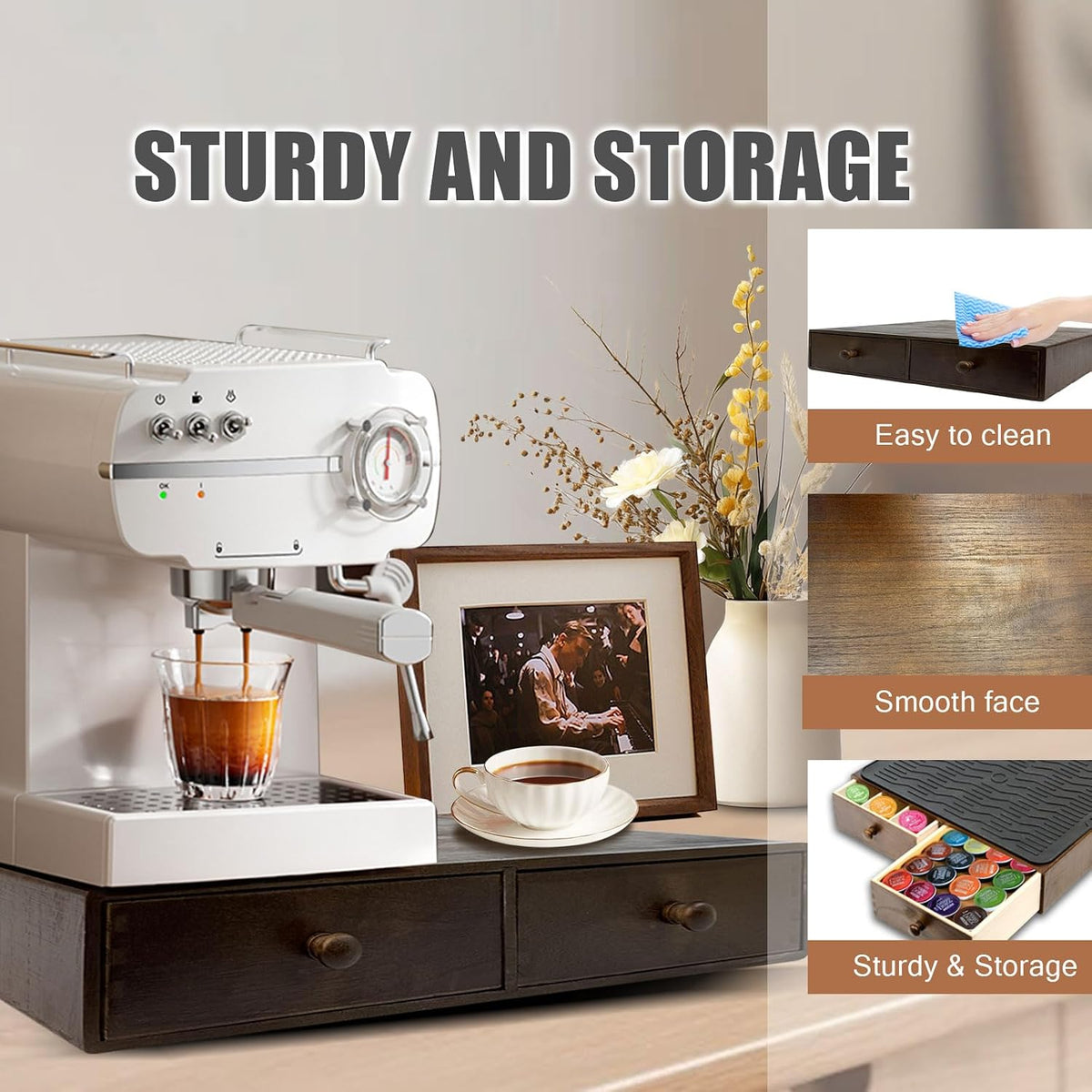 Coffee Pod Holder Storage Wooden Organizer for Countertop (30 Pods)
