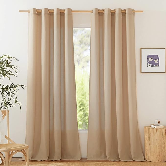 NICETOWN Rustic Linen 132 inch Long Curtains by NICETOWN