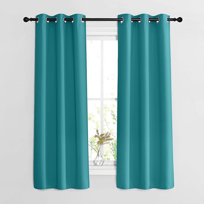 NICETOWN Peacock Teal Blackout Curtains 63 inches Long by NICETOWN