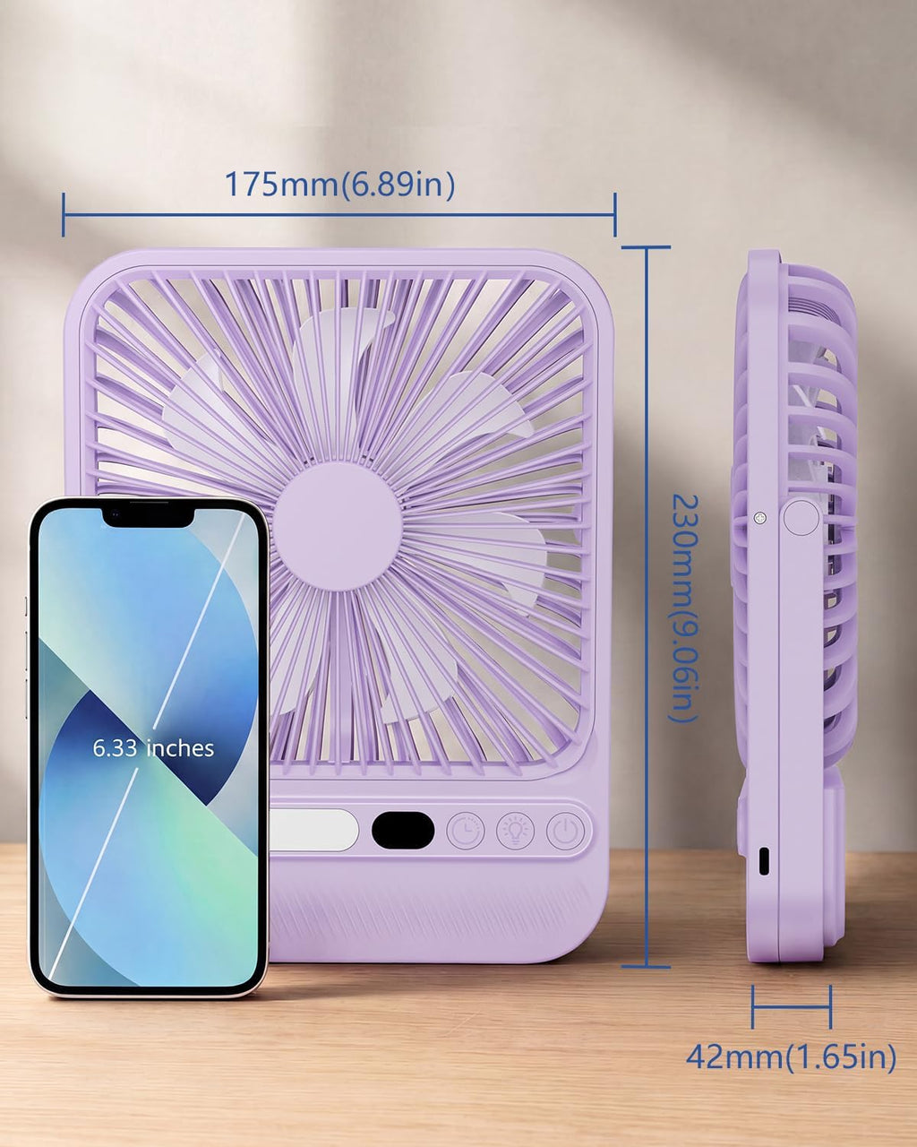 8000mAh Ultra-Thin Portable Travel Fan with Timer, Light&LED Display