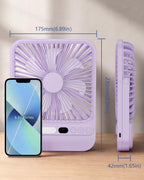 8000mAh Ultra-Thin Portable Travel Fan with Timer, Light&LED Display