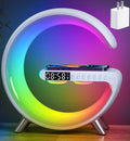 Smart LED Table Lamp, 4-in-1 Wireless Charger, Night Light, Alarm Clock, Bluetooth Speaker with App Control, Bedside Lamp with Charging Station for Bedroom, Office, Home Decor, Teen Girls Boys Gifts