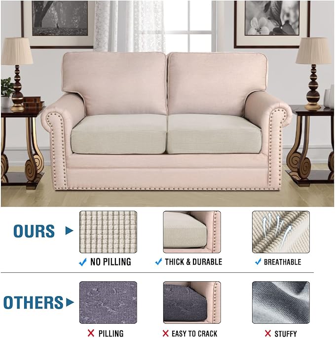 H.VERSAILTEX High Stretch Couch Cushion Covers, Chair Sofa Seat Slipcovers - Image 5