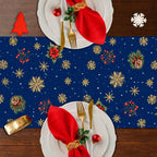 Xmas Snowman Table Runner Home Party Decor Christmas Snowflake Winter Seasonal Table Decoration for Dining Party Holiday Indoor Outdoor Decor 13x90 Inch
