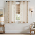 jinchan Evelyn Embroidered Linen Curtains 63 inch Floral Curtains - Image 2