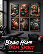 Sports Graffiti Wall Art, Basketball Football Wall Decor, Set of 6,8x10 in