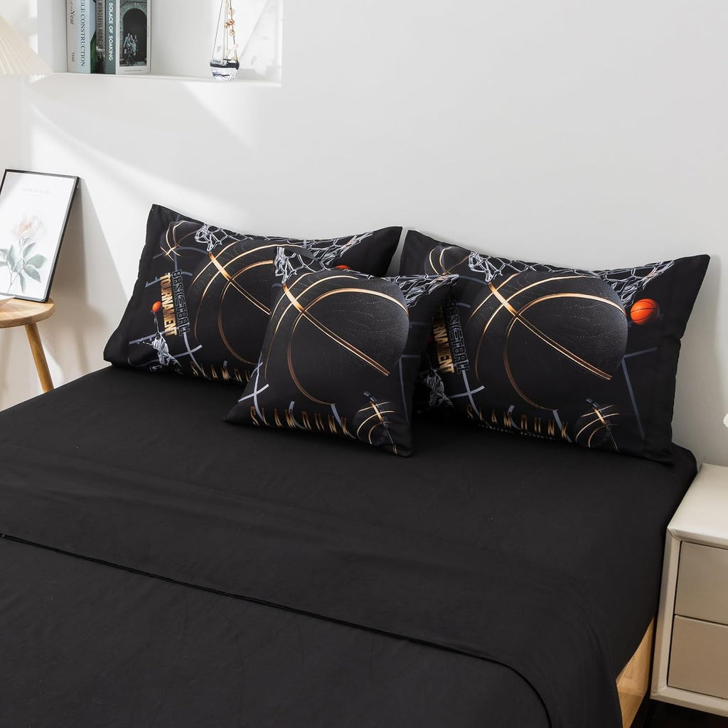 A Nice Night Basketball Bedding Twin 6pc Comforter Sets for Kids Teen Boy