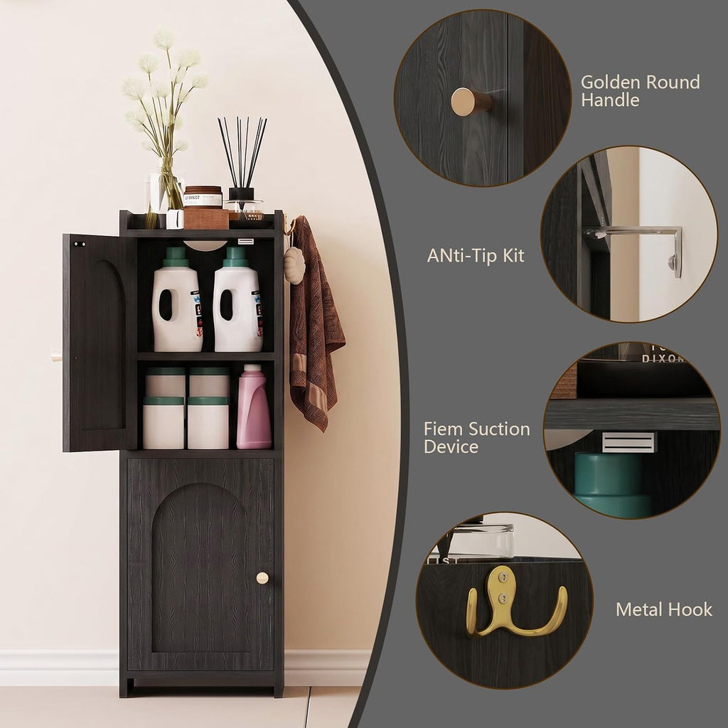 Arbuxzuy Small Bathroom Storage Cabinet with 2 Doors and Adjustable Shelf