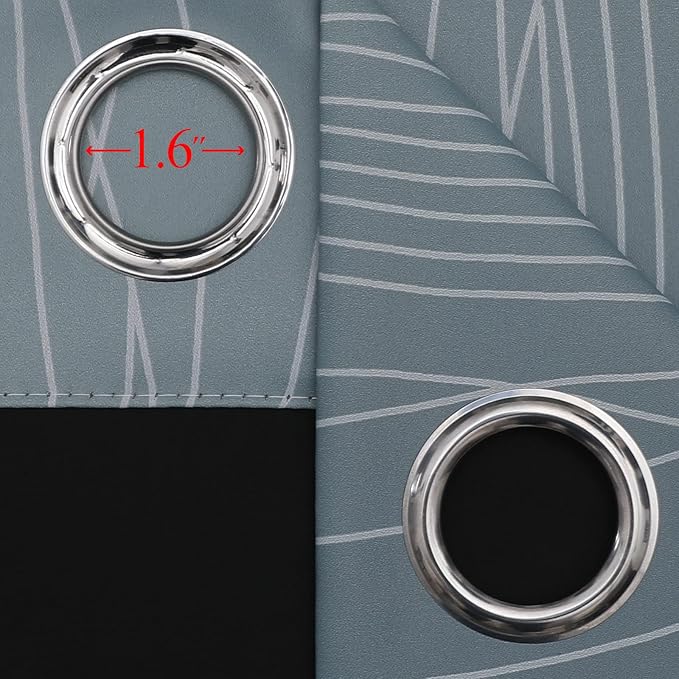 Estelar Textiler Stone Blue and Grayish White Blackout Curtains 108 Inches Long - Image 7