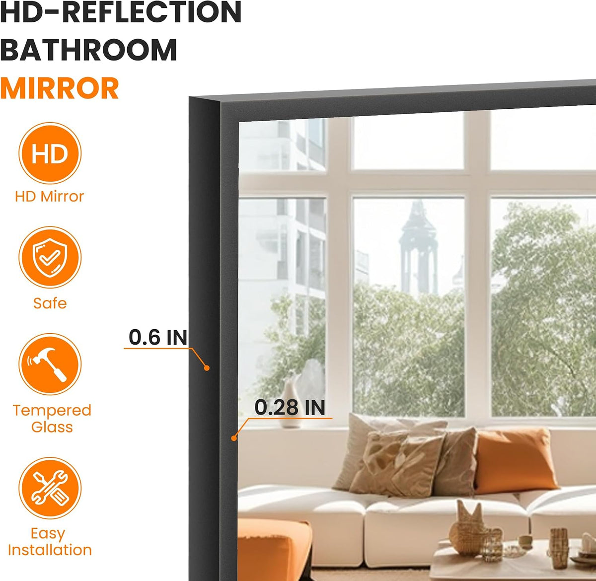 TRAHOME Full Length Floor Mirror 56"x15", Large Standing Body Mirror, Black