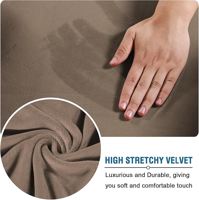 H.VERSAILTEX Real Velvet Plush 3 Piece Stretch Sofa Covers Couch Covers - Image 5