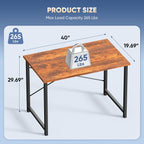 DUMOS 40 Inch Small Computer Desk, Home Office Desks for Bedroom, Brown