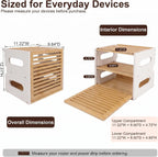 WiFi Router Box Hider with Cable Management, Bamboo, White