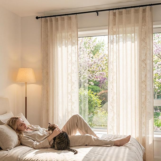 jinchan Evelyn Embroidered Linen Curtains - Image 6