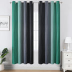 Estelar Textiler Black and Green Ombre Blackout Curtains - Image 2