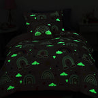 Twin Comforter Set for Girls-3 Pieces Rainbow Glow in the Dark Twin Bedding