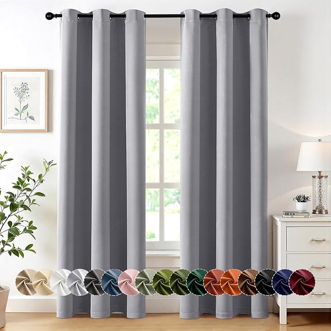 MIULEE Light Grey Blackout Curtains by MIULEE