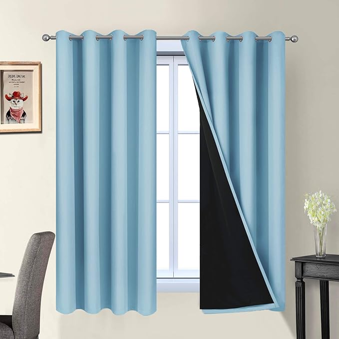 Yakamok 100% Blackout Curtains Energy Saving Thermal Insulated 2 Thick Layers by Yakamok