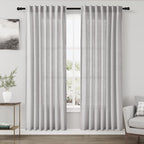 Nanspring Grey Linen Curtains 80 Inches Length by Nanspring