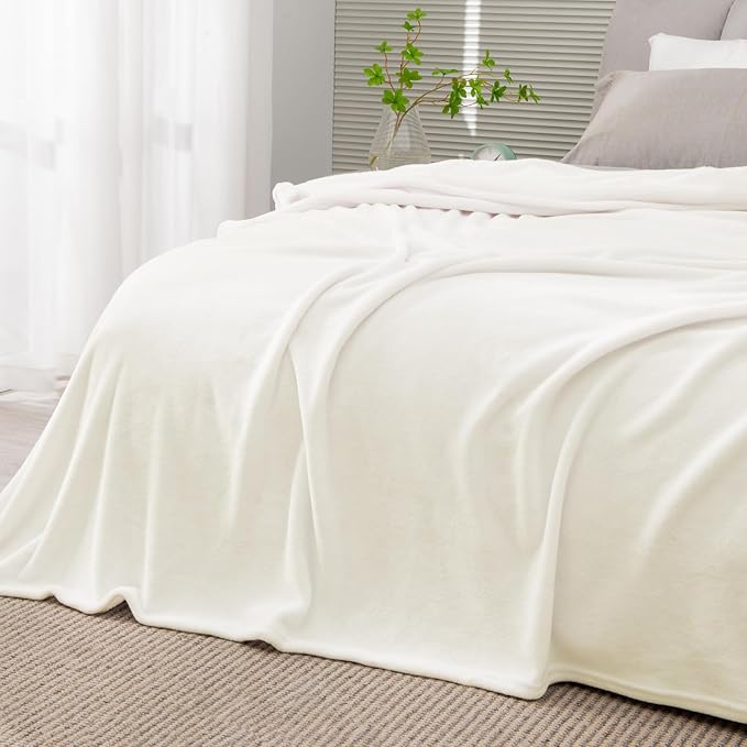 BEDELITE Fleece Blanket Full Size Cream Throw Blankets - Image 2
