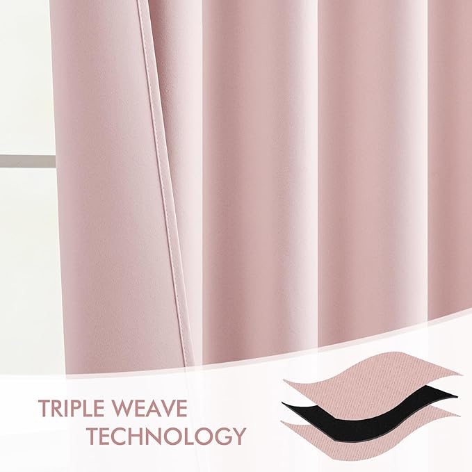 MIULEE Baby Pink Back Tab Blackout Curtains 72 Inch Length 2 Panels Set - Image 7