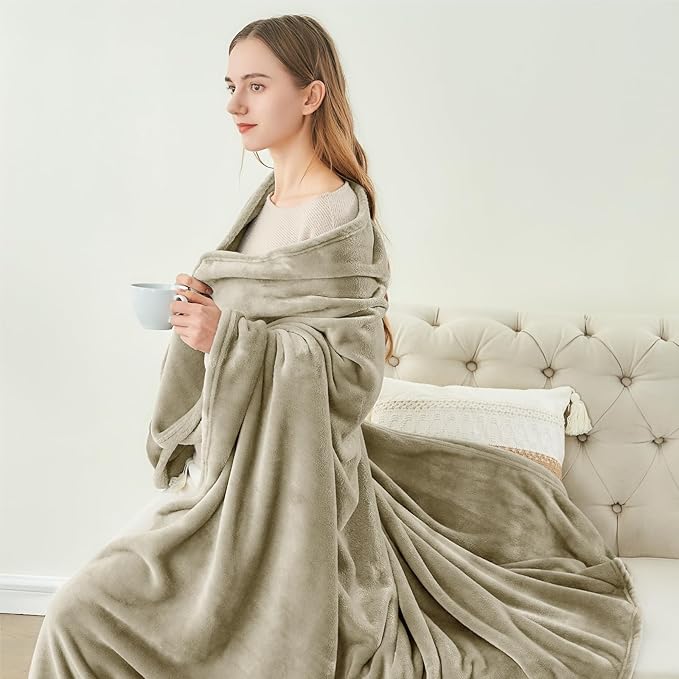 BEDELITE Fleece Blanket Twin Size Oat Linen Throw Blankets - Image 4