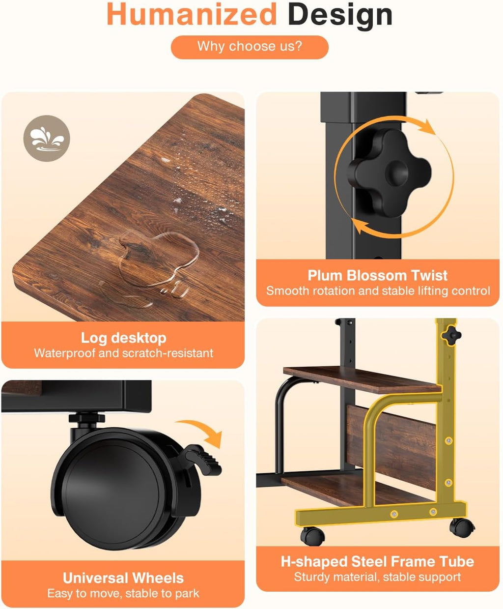 QZMDSM Portable Rolling Desk on Wheels