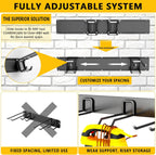 Garage Tool Organizer Wall Mount, 48inch Heavy-Duty Garage Storage System and Garden Tool Organizer with 6 Adjustable Double Hooks for Shovel, Snowboard, Yard Tools and Shed