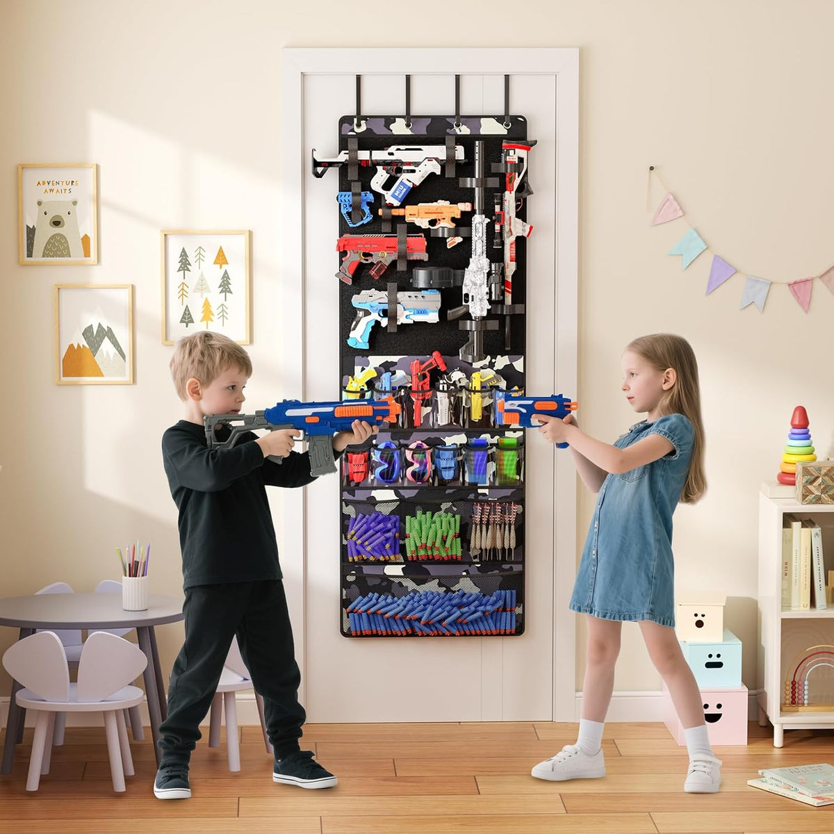 Mefirt Over the Door Storage for Nerf Guns, Hanging Toy Blasters Organizer