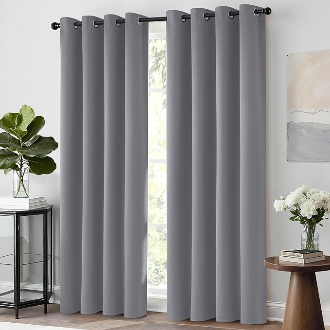 Yakamok Grey Blackout Curtains for Bedroom, Light Blocking Thermal Insulated - Image 9