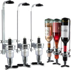 2 Bottle Wall Mounted Liquor Dispenser Bar Butler Bracket Solo Optic Spirit Wine Beer Alcohol Bottle Beverage Stand Revolving Nozzle Drinkware Set