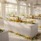 2 Pack White Rectangle Tablecloths for 6FT Table, Fitted Spandex Stretch Table Covers with Elastic, Wrinkle-Free Reusable Table Cloth for Wedding Party, Banquet & Events