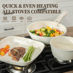 Ceramic Cookware Set Nonstick 23Pcs Pots and Pans Detachable Handle