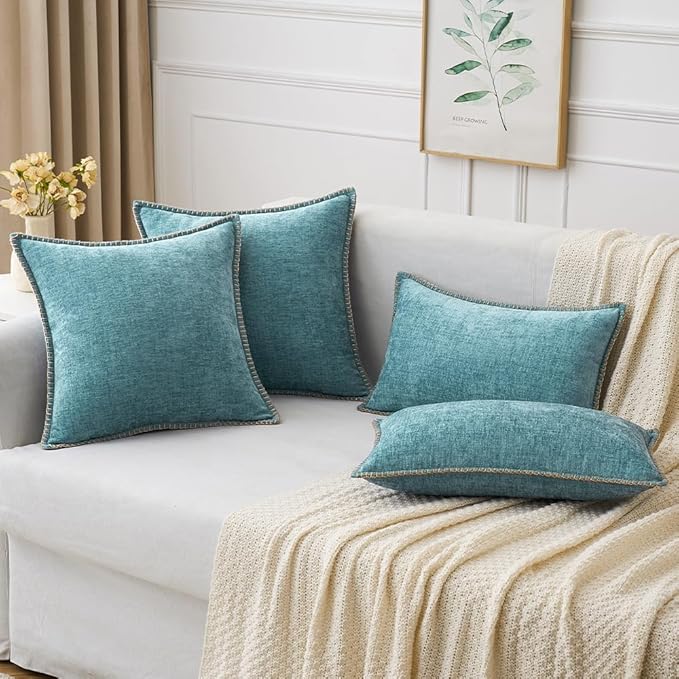 MIULEE Pack of 2 Couch Throw Pillow Covers 16x16 Inch Smoke Blue Farmhouse - Image 5