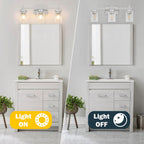 Brushed Nickel Bathroom Light Fixtures, 3-Lights Bathroom Vanity Light with Glass Shades, Modern Vanity Lights for Mirror, Wall Lights for Living Room, Hallway, Cabinet, E26 Base