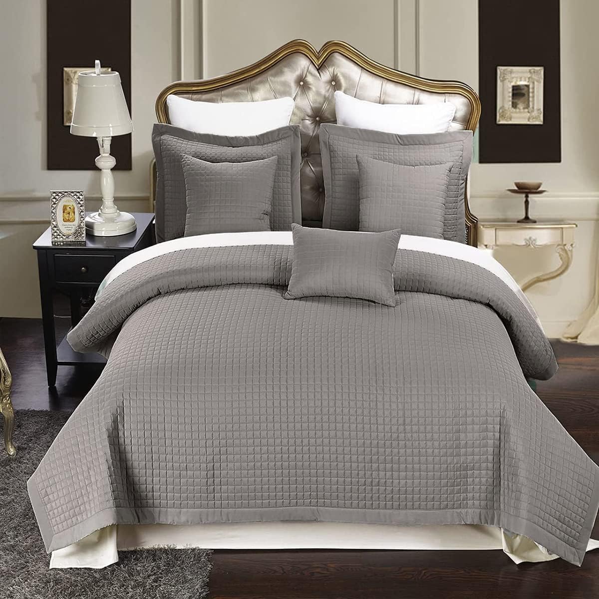 Royal Hotel 2PC Twin Extra-Long Coverlet Set – Soft Quilted Checkered Bedspread, Lightweight Filled Quilt, Breathable Plush Bedding